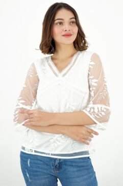 Genevieve Sheer Sleeve Top 81681