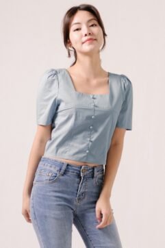 Louve Puff Sleeve Top 886158