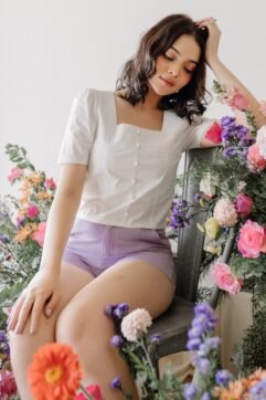 Louve Puff Sleeve Top 886158
