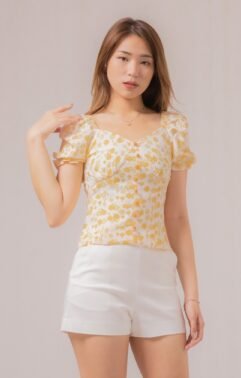 Kyomi Flower Puff Sleeves Top 85588