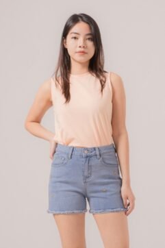 Teresa Flower Fringe Denim Short 5142