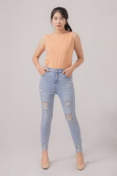 Zevaya Ripped Pearl Pants 5145