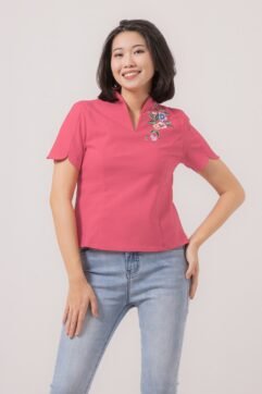 Liang Yi Embroidery V-Neck Top 85667