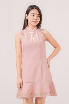 Guang Embroidery Cheongsam Sleveless Dress 524495