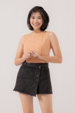 Caiden Ripped Edge Asymmetrical Skort 85544
