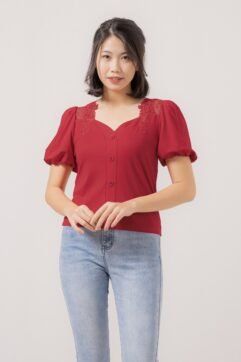 Miyuki Lace Puff Sleeves Top 85638