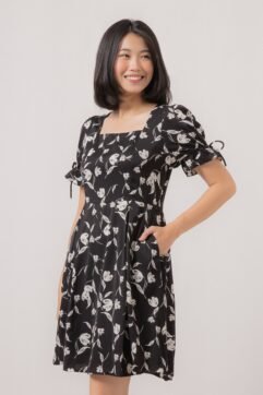 Everve Flower Tie Sleeves Dress 522229-1