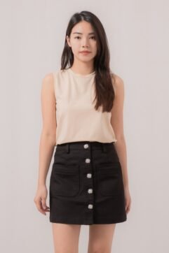 Noemi Pearl Button Mini Skirt 85585
