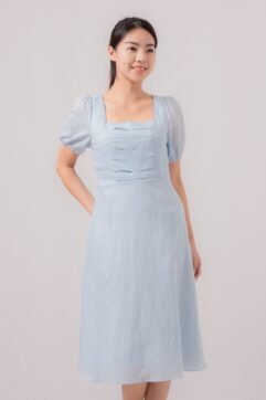 Glacia Puff Sleeves Midi Dress 85521