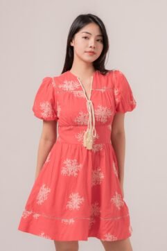 Euonia Flower Embroidery A-Line Dress 85729