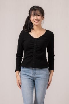 Alvaro Ruched  Rib-Knit Top 85736