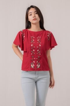 Yizhen Embroidery Flare Sleeves Top 85679