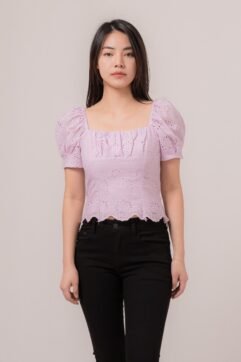 Serra Anglaise Puff Sleeves Top 524821