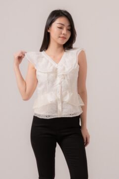 Emberlly Anglaise Frill Sleeveless Top 85700