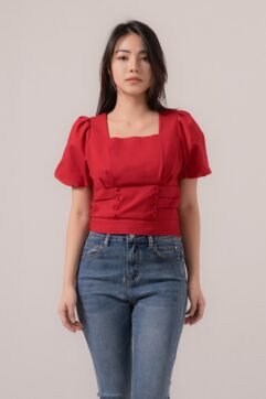 Viveca Pleated Square Neck Top 591390