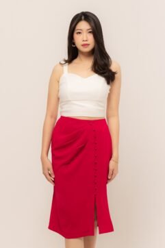 Selvine Pleated Front Slit Skirt 85746