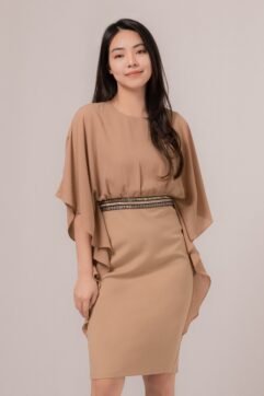 Carmel Flutter Sleeves Dress 887586