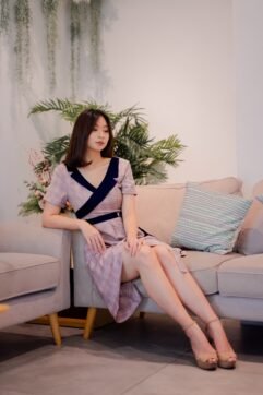 Noelle Asymmetrical Collared Midi Dress 81662
