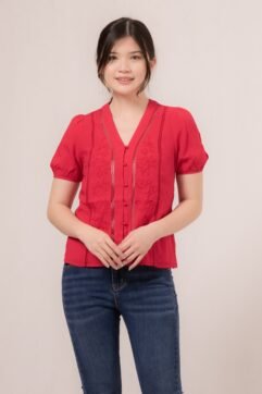 Laefa Anglaise Puff Sleeves Top 85796