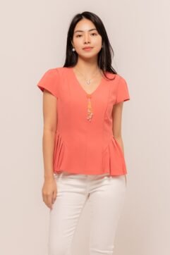 Leyue Rhinestones Pleated Top 85828