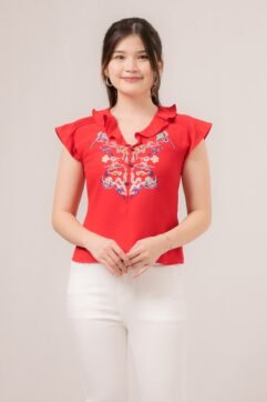 XiaHui Embroidery Ruffle Top 85864