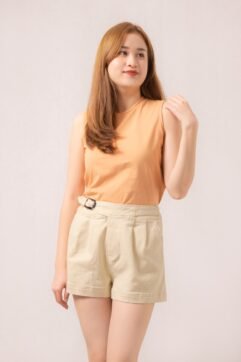 Helia Belted Denim Shorts 82378