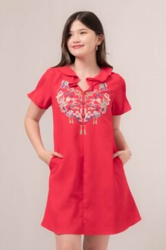 Xiaoxin Embroidery Ruffle Dress 85865