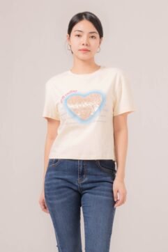 Kacy Sequin Print Tee Top 85850