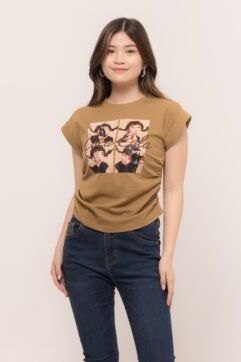 Fiorin Ruched Print Tee Top CC30408