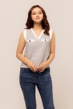 Hetheira Pocket Button Tweed Vest 525217