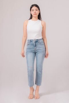 Zelda Ripped Unfinished Denim Pants 5185