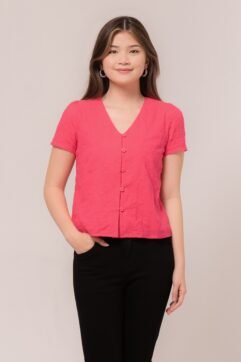 Frelly Embroidery V-Neck Top 524817