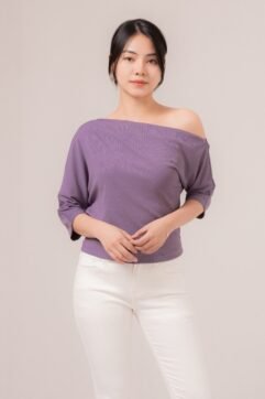 Lauve Rib-Knit Asymmetrical Top 85711