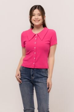 Mayven Rib-Knit Collared Top 5309