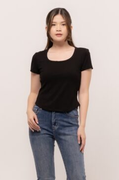 Rosetta Rib-Knit Square Neck Top CC30825