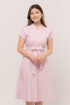 Mora Ribbon Belted Stripes Dress 525215