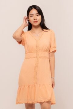 Hyena Crinkle Puff Sleeves Dress 5156D