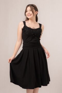 Auberta Flower Pleated Sleveless Dress 85933