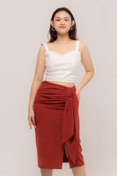 Lovella Pleated Slit Midi Skirt 85696