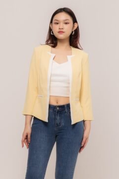 Ziva Two-Tone Stand Collar Blazer 82323-1