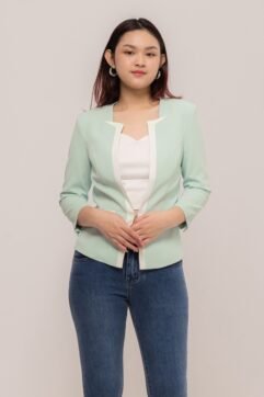Ziva Two-Tone Stand Collar Blazer 82323-1