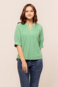 Zuri V-Neck Anglaise Top 7233