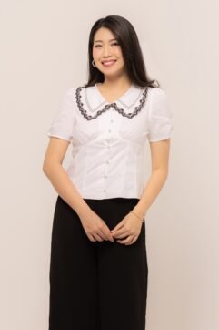 Ailsie Embroidery Puff Sleeves Top CC31672