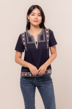 Danita Flower Embroidery Top 7151