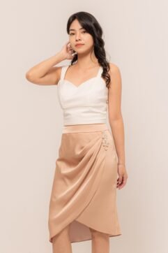 Viviana Mandarin Button Tulip Skirt CC30463