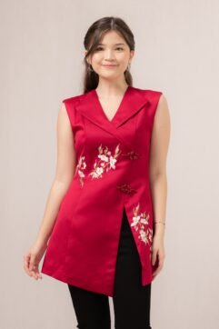 Brannan Flower Embroidery Long Top 85860