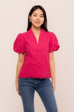 Emilia Anglaise Puff Sleeves Top CC31675