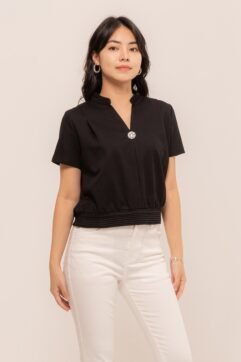 Vannie Pleated V-Neck Top CC31946