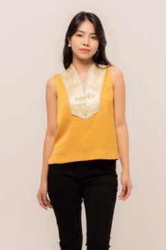 Liling Mandarin Button Sleeveless Top CC31910