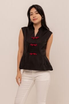 Xinyue Mandarin Button Sleeveless Top CC32022